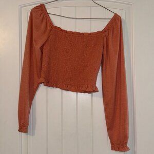 Peachy/Pink crop top, long sleeve, only worn once